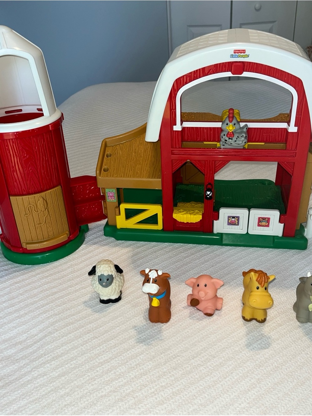 Fisher-Price Red & White Farm Barn Playset with Animal Figures